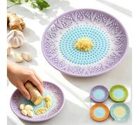 Plato rallador de ajo de cerámica, plato rallador de ajo hecho a mano, triturador de queso, rallador de jengibre, herramienta para pelar hierbas, para jengibre, queso, wasabi, cebolla, ñame, pelador