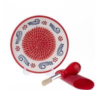 Plato rallador de ajo de cerámica, prensa hecha a mano, 4 piezas, molinillo natural, picadora decorativa, jengibre, rallador de queso, plato de mano (rojo manzana)