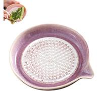 Plato Rallador de Cerámica con Vertedor Portátil, con Espiral de Porcelaña en Degradado, Rallador de Ajo y Jengibre, Herramienta de Cocina Reutilizable para Queso, Frutas, Verduras, Jengibre y Ajo