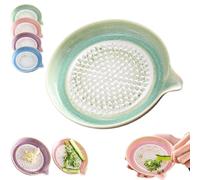 Plato rallador de cerámica hecho a mano para jengibre y ajo, herramienta de cocina multifuncional para verduras, frutas y queso duro, regalo para cocineros caseros (verde)