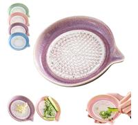 Plato rallador de cerámica hecho a mano para jengibre y ajo, herramienta de cocina multifuncional para verduras, frutas y queso duro, regalo para cocineros caseros (morado)