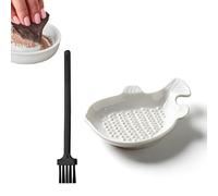Plato Rallador, Rallador De Ajo De Cerámica, Rallador De Cerámica Eficiente, Plato De Rallador De Porcelana, Con Cepillo Especial, Para Triturar Puré De Manzana y Jugo De Jengibre(B)