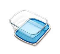 Plato rectangular de cristal para lasaña con tapa de plástico sin BPA, 23 x 29 cm, plato grande y profundo para horno