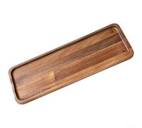 Plato rectangular de madera de acacia con acabado refinado para exhibición de postres de rituales de té y clasificación de artículos pequeños (C)