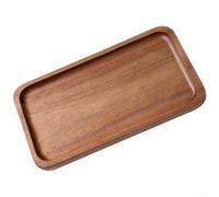Plato rectangular de madera de acacia con acabado refinado para exhibición de postres de rituales de té y clasificación de artículos pequeños (A)