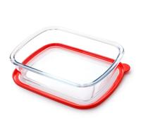 Plato rectangular de vidrio de 1.5 cuartos con tapa, sartén de vidrio para cocinar, plato pequeño para horno