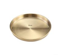Plato redondo de acero inoxidable con acabado dorado mate, bandeja de cena de lujo para el hogar, cocina, comedor, plato de servir, fondo plano, 20 cm (20 cm)