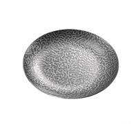 Plato redondo de acero inoxidable con aspecto martillado, extragrueso, estilo vintage, para servir filetes, barbacoa y postres, apto para lavavajillas, para el hogar y la restauración (17 cm)