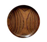 Plato redondo de madera maciza, platos de cena, platillo de comida, bandeja de postre, platos de frutas, platos de madera para servir dulces