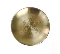 Plato ritual de altar de 5.5 pulgadas, cuenco plano de acero inoxidable, bandeja redonda de metal, bandeja de joyería de astrología, tarot, soporte para anillos de baratijas para decoración de manchas