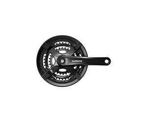 Plato triple con biela para bicicleta todo terreno, de Shimano Tourney FC-TY501.