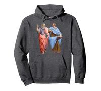 Platón y Aristóteles de la Escuela del Renacimiento de Atenas Sudadera con Capucha, Unisex para Adultos, Jaspeado Oscuro, L