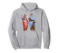 Platón y Aristóteles de la Escuela del Renacimiento de Atenas Sudadera con Capucha, Unisex para Adultos, Gris Jaspeado, M