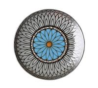 Platos apilables para servir, plato de cena, plato de cena de cerámica con flores pintadas a mano, platos redondos de porcelana de 8 pulgadas, plato de pizza y pasta (latón)