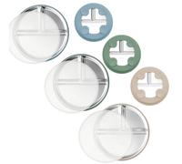 Platos Bebé con Tapa y Ventosa, Pack 3 Acero Inoxidable Antideslizante | Vajilla Infantil con Silicona Sin BPA, 3 Compartimentos,Apta para Lavavajillas,Plato Reutilizable para Aprender a Comer Solo