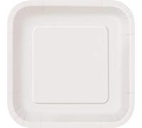 Platos Cuadrados de Papel Ecológicos - 18 cm - Color Blanco - Paquete de 16