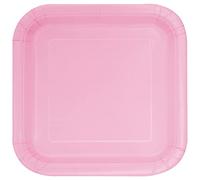 Unique- Platos Cuadrados de Papel Ecológicos-23 cm Rosa Claro-Paquete de 14, Color light pink, pack of 14 (30881EU)