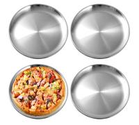 Platos de Acero Inoxidable 30cm, 4 Piezas Redondos para Barbacoa, Juego de Camping, Picnic, Hogar y Aire Libre
