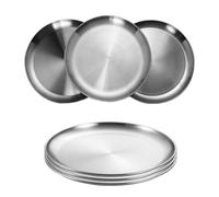 Platos de acero inoxidable 6 piezas de platos redondos de acero inoxidable Φ20 cm sin BPA, plato de barbacoa para tartas, bandeja de carne, plato de arroz para camping, picnic, senderismo, fiesta