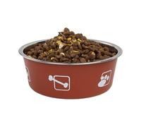 Platos de alimentación de acero inoxidable - bandejas grandes para mascotas impresas | Contenedores duraderos de alimentos y agua para perros, gatos, hurones en cajas, perreras, granjas, casas