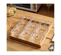 Platos de aperitivo, cuencos para aperitivos, 9 compartimentos, cuadrados, de cristal, con base, para restaurantes familiares, división de frutas, plato seco, platos de salsa, platos de ensalada