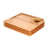 Platos de aperitivos de c ctel de bamb BambooMN de 7"" x 5,9"" con copa de vino