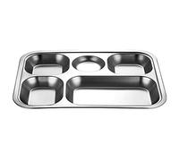 Platos de cena, Acero inoxidable dividido bandeja de cena almuerzo contenedor plato de comida para la escuela cantina 3/4/5 sección