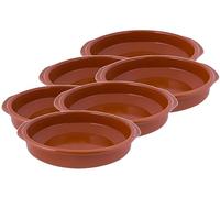 Platos de Cerámica - Envio 24h - Cazuelas Rústica de Barro Refractario, Aptas para Cocina de Gas y Eléctrica, Microondas y Horno, Color Natural, Borde 5 cm (6 uds, 16)