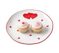 Platos de cerámica para cenas de San Valentín - Vajilla con diseño de corazón | Plato de postre para celebraciones, para casa, parejas, bodas, cumpleaños, veladas románticas, novias, novias,