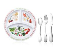 Platos de control de porciones para nutrición equilibrada - Platos de alimentación saludable para adultos y adolescentes - Divisiones de melamina para pérdida de peso, diabetes