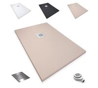 Platos de Ducha Antideslizantes de Resina, Antibacterianos, Resistentes al Calor y Rayados, Nula Absorción de Agua, Blanco, Negro y Beige (Beige, 80 x 150)