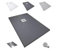 Platos de Ducha Antideslizantes de Resina, Antibacterianos, Resistentes al Calor y Rayados, Nula Absorción de Agua, Blanco, Negro y Beige (Ral 7021 GRAFITO, 70 x 90)