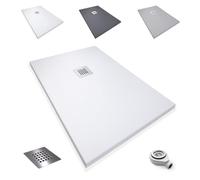 Platos de Ducha Antideslizantes de Resina, Antibacterianos, Resistentes al Calor y Rayados, Nula Absorción de Agua, Blanco, Negro y Beige (Ral 9003 BLANCO, 80 x 180)