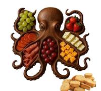 Platos de Madera para Picnic | Fuente de Servir | Tabla de Charcutería con Forma de Pulpo para Amantes del Marisco, Anfitriones, Queso, Carne y Fruta para Exterior