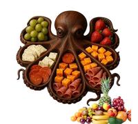 Platos de Madera para Picnic | Platos para Comida,Tabla de Charcutería con Forma de Pulpo para Amantes del Marisco, Anfitriones, Queso, Carne y Fruta para Exterior