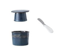 Platos de mantequilla Mantequera de cerámica con tapa for encimeras cocina suave cuchillo Platos de mantequilla para cocina(Blue)