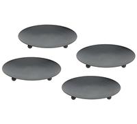 Platos de metal negro 12 cm - 4 unidades / grande - Portavelas redondo - Velas esféricas velas de pilar velas portatarjetas portavasos decoración de mesa