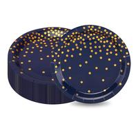 Platos de papel azul marino CEILWIEN 50 unidades de platos de papel con lunares dorados de papel de aluminio, vajilla de papel para fiestas de cumpleaños, platos de papel de aluminio dorado, 23 cm