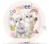 Platos de papel con diseño de gatito - Paquete de 10