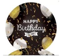 Platos de papel con diseño de globos para cumpleaños - Paquete de 10 unidades