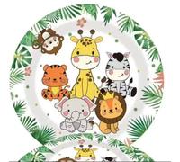 Platos de papel con estampado de jungla - paquete de 10