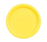 Platos de papel de 18 cm, juego de 6 platos desechables, sin plástico, vajilla para fiesta de cumpleaños, decoración de fiestas, decoración de mesa y accesorios de fiesta, amarillo