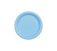 Platos de papel de 18 cm, juego de 6 platos desechables, sin plástico, vajilla para fiesta de cumpleaños, decoración de fiestas, decoración de mesa y accesorios de fiesta, color azul claro