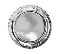 Platos de papel de 23 cm, juego de 6 platos redondos desechables, platos para fiestas, cumpleaños, Año Nuevo, plata