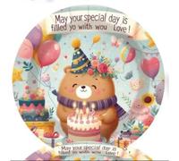 Platos de papel de cumpleaños con diseño de oso - paquete de 10 unidades