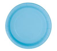 Unique - Platos de papel ecológicos - 23 cm - Azul claro sólido - Paquete 16 unidades