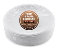 Platos de plástico blancos resistentes, 23 cm, ideales para comidas calientes y frías, 100 unidades