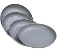 Platos de plástico reutilizables juego de 4 platos llanos irrompibles de 20 cm, platos ligeros de camping para picnic, ensalada, pasta, fiesta, hogar, oficina, lavavajillas y microondas (gris)