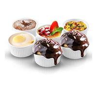 Platos de porcelana para soufflé, juego de ramequines de cerámica para horno, aptos para horno, servir para salsas, sopa de cebolla, pastel de lava, flan, crema brulee, pudín, paquete de 6, color