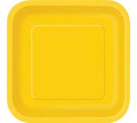 Platos de postre cuadrados amarillos de 7 pulgadas, 12 quilates.